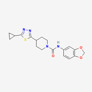molecular formula C18H20N4O3S B6575623 N-(2H-1,3-benzodioxol-5-yl)-4-(5-cyclopropyl-1,3,4-thiadiazol-2-yl)piperidine-1-carboxamide CAS No. 1105210-17-0