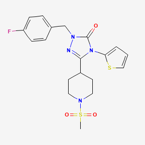 molecular formula C19H21FN4O3S2 B6575640 1-[(4-fluorophenyl)methyl]-3-(1-methanesulfonylpiperidin-4-yl)-4-(thiophen-2-yl)-4,5-dihydro-1H-1,2,4-triazol-5-one CAS No. 1105211-03-7