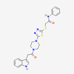 2-[(5-{4-[2-(1H-indol-3-yl)acetyl]piperazin-1-yl}-1,3,4-thiadiazol-2-yl)sulfanyl]-N-phenylacetamide