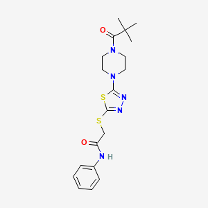 molecular formula C19H25N5O2S2 B6575658 2-({5-[4-(2,2-dimethylpropanoyl)piperazin-1-yl]-1,3,4-thiadiazol-2-yl}sulfanyl)-N-phenylacetamide CAS No. 1105225-58-8