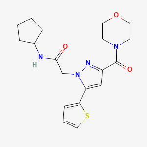 molecular formula C19H24N4O3S B6575678 N-cyclopentyl-2-[3-(morpholine-4-carbonyl)-5-(thiophen-2-yl)-1H-pyrazol-1-yl]acetamide CAS No. 1172244-66-4