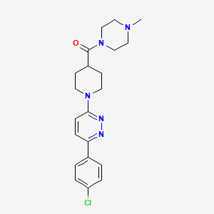 molecular formula C21H26ClN5O B6575696 3-(4-chlorophenyl)-6-[4-(4-methylpiperazine-1-carbonyl)piperidin-1-yl]pyridazine CAS No. 1105217-85-3