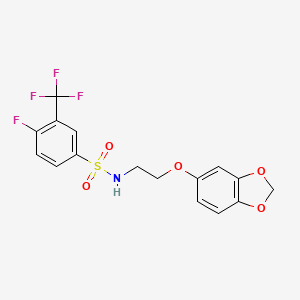 N-[2-(2H-1,3-benzodioxol-5-yloxy)ethyl]-4-fluoro-3-(trifluoromethyl)benzene-1-sulfonamide