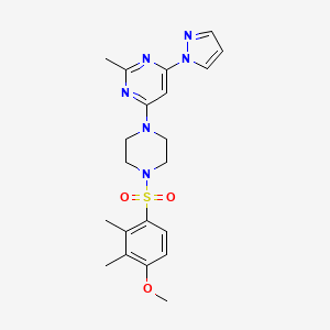 molecular formula C21H26N6O3S B6575766 4-[4-(4-methoxy-2,3-dimethylbenzenesulfonyl)piperazin-1-yl]-2-methyl-6-(1H-pyrazol-1-yl)pyrimidine CAS No. 1170569-25-1