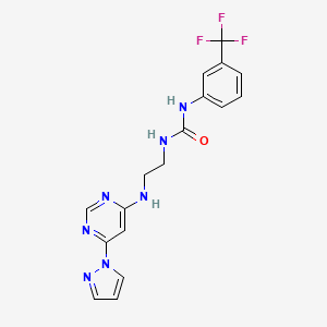 molecular formula C17H16F3N7O B6575782 3-(2-{[6-(1H-pyrazol-1-yl)pyrimidin-4-yl]amino}ethyl)-1-[3-(trifluoromethyl)phenyl]urea CAS No. 1170003-99-2