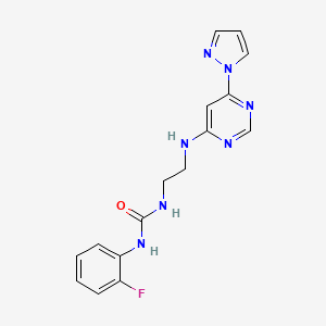 molecular formula C16H16FN7O B6575788 1-(2-fluorophenyl)-3-(2-{[6-(1H-pyrazol-1-yl)pyrimidin-4-yl]amino}ethyl)urea CAS No. 1172045-19-0