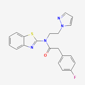 molecular formula C20H17FN4OS B6575794 N-(1,3-benzothiazol-2-yl)-2-(4-fluorophenyl)-N-[2-(1H-pyrazol-1-yl)ethyl]acetamide CAS No. 1170539-02-2