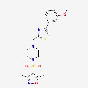 molecular formula C20H24N4O4S2 B6575815 1-[(3,5-dimethyl-1,2-oxazol-4-yl)sulfonyl]-4-{[4-(3-methoxyphenyl)-1,3-thiazol-2-yl]methyl}piperazine CAS No. 1105216-41-8