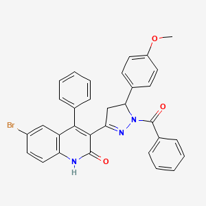 3-[1-benzoyl-5-(4-methoxyphenyl)-4,5-dihydro-1H-pyrazol-3-yl]-6-bromo-4-phenyl-1,2-dihydroquinolin-2-one