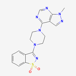 molecular formula C17H17N7O2S B6575938 3-(4-{1-methyl-1H-pyrazolo[3,4-d]pyrimidin-4-yl}piperazin-1-yl)-1lambda6,2-benzothiazole-1,1-dione CAS No. 2549030-45-5