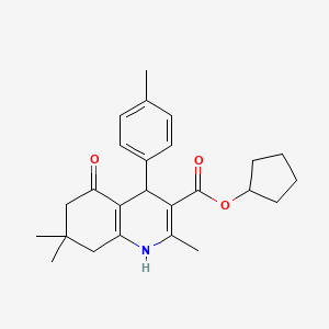 molecular formula C25H31NO3 B6575942 cyclopentyl 2,7,7-trimethyl-4-(4-methylphenyl)-5-oxo-1,4,5,6,7,8-hexahydroquinoline-3-carboxylate CAS No. 299450-90-1