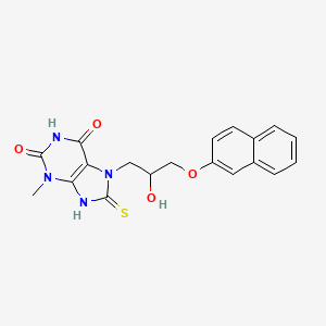 molecular formula C19H18N4O4S B6575972 7-[2-hydroxy-3-(naphthalen-2-yloxy)propyl]-3-methyl-8-sulfanyl-2,3,6,7-tetrahydro-1H-purine-2,6-dione CAS No. 303970-83-4
