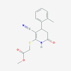molecular formula C16H16N2O3S B6575980 methyl 2-{[3-cyano-4-(2-methylphenyl)-6-oxo-1,4,5,6-tetrahydropyridin-2-yl]sulfanyl}acetate CAS No. 332050-80-3