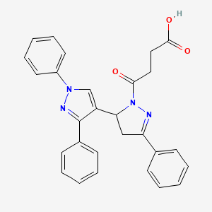 molecular formula C28H24N4O3 B6576035 4-oxo-4-{1',3',5-triphenyl-3,4-dihydro-1'H,2H-[3,4'-bipyrazole]-2-yl}butanoic acid CAS No. 391868-28-3