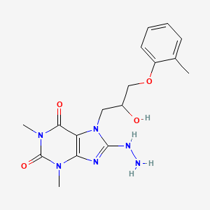 molecular formula C17H22N6O4 B6576049 8-hydrazinyl-7-[2-hydroxy-3-(2-methylphenoxy)propyl]-1,3-dimethyl-2,3,6,7-tetrahydro-1H-purine-2,6-dione CAS No. 333305-32-1