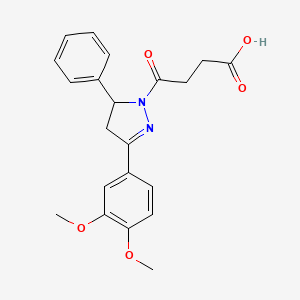 molecular formula C21H22N2O5 B6576057 4-[3-(3,4-dimethoxyphenyl)-5-phenyl-4,5-dihydro-1H-pyrazol-1-yl]-4-oxobutanoic acid CAS No. 402947-49-3
