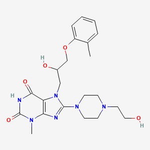 molecular formula C22H30N6O5 B6576083 7-[2-hydroxy-3-(2-methylphenoxy)propyl]-8-[4-(2-hydroxyethyl)piperazin-1-yl]-3-methyl-2,3,6,7-tetrahydro-1H-purine-2,6-dione CAS No. 505080-66-0