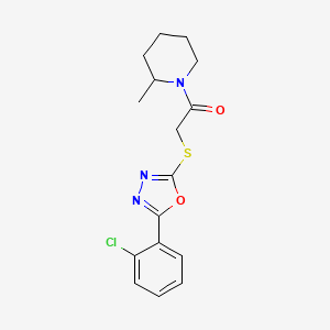 molecular formula C16H18ClN3O2S B6576094 2-{[5-(2-chlorophenyl)-1,3,4-oxadiazol-2-yl]sulfanyl}-1-(2-methylpiperidin-1-yl)ethan-1-one CAS No. 459435-65-5