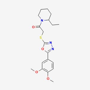 molecular formula C19H25N3O4S B6576098 2-{[5-(3,4-dimethoxyphenyl)-1,3,4-oxadiazol-2-yl]sulfanyl}-1-(2-ethylpiperidin-1-yl)ethan-1-one CAS No. 486398-18-9
