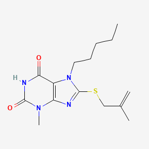 molecular formula C15H22N4O2S B6576102 3-methyl-8-[(2-methylprop-2-en-1-yl)sulfanyl]-7-pentyl-2,3,6,7-tetrahydro-1H-purine-2,6-dione CAS No. 371234-89-8
