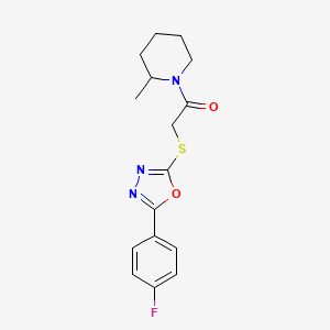 molecular formula C16H18FN3O2S B6576111 2-{[5-(4-fluorophenyl)-1,3,4-oxadiazol-2-yl]sulfanyl}-1-(2-methylpiperidin-1-yl)ethan-1-one CAS No. 459861-10-0