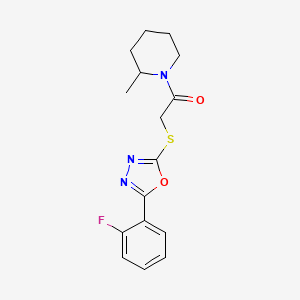 molecular formula C16H18FN3O2S B6576127 2-{[5-(2-fluorophenyl)-1,3,4-oxadiazol-2-yl]sulfanyl}-1-(2-methylpiperidin-1-yl)ethan-1-one CAS No. 459846-49-2