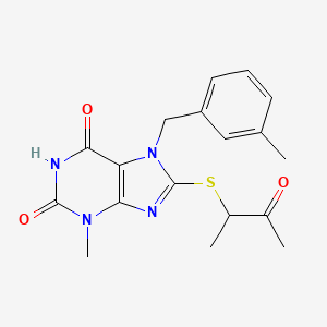 molecular formula C18H20N4O3S B6576140 3-methyl-7-[(3-methylphenyl)methyl]-8-[(3-oxobutan-2-yl)sulfanyl]-2,3,6,7-tetrahydro-1H-purine-2,6-dione CAS No. 442865-09-0