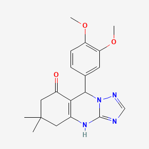 molecular formula C19H22N4O3 B6576154 9-(3,4-dimethoxyphenyl)-6,6-dimethyl-4H,5H,6H,7H,8H,9H-[1,2,4]triazolo[3,2-b]quinazolin-8-one CAS No. 385787-42-8