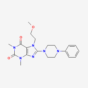 molecular formula C20H26N6O3 B6576159 7-(2-methoxyethyl)-1,3-dimethyl-8-(4-phenylpiperazin-1-yl)-2,3,6,7-tetrahydro-1H-purine-2,6-dione CAS No. 578744-98-6