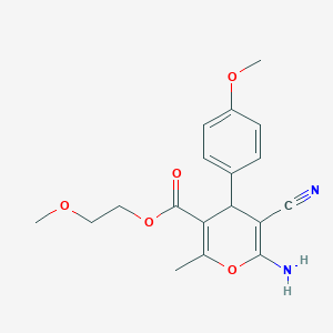 molecular formula C18H20N2O5 B6576178 2-methoxyethyl 6-amino-5-cyano-4-(4-methoxyphenyl)-2-methyl-4H-pyran-3-carboxylate CAS No. 727368-77-6