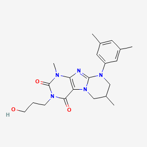 molecular formula C21H27N5O3 B6576190 9-(3,5-dimethylphenyl)-3-(3-hydroxypropyl)-1,7-dimethyl-1H,2H,3H,4H,6H,7H,8H,9H-pyrimido[1,2-g]purine-2,4-dione CAS No. 842973-78-8