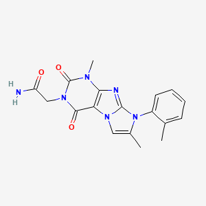molecular formula C18H18N6O3 B6576212 2-[1,7-dimethyl-8-(2-methylphenyl)-2,4-dioxo-1H,2H,3H,4H,8H-imidazo[1,2-g]purin-3-yl]acetamide CAS No. 876669-41-9