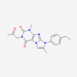molecular formula C20H21N5O3 B6576216 8-(4-ethylphenyl)-1,7-dimethyl-3-(2-oxopropyl)-1H,2H,3H,4H,8H-imidazo[1,2-g]purine-2,4-dione CAS No. 876669-69-1