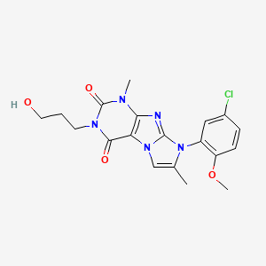molecular formula C19H20ClN5O4 B6576222 8-(5-chloro-2-methoxyphenyl)-3-(3-hydroxypropyl)-1,7-dimethyl-1H,2H,3H,4H,8H-imidazo[1,2-g]purine-2,4-dione CAS No. 876671-97-5