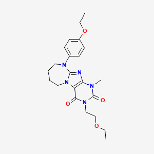 molecular formula C22H29N5O4 B6576224 3-(2-ethoxyethyl)-10-(4-ethoxyphenyl)-1-methyl-1H,2H,3H,4H,6H,7H,8H,9H,10H-[1,3]diazepino[1,2-g]purine-2,4-dione CAS No. 878421-04-6