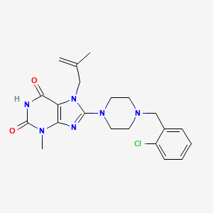 molecular formula C21H25ClN6O2 B6576227 8-{4-[(2-chlorophenyl)methyl]piperazin-1-yl}-3-methyl-7-(2-methylprop-2-en-1-yl)-2,3,6,7-tetrahydro-1H-purine-2,6-dione CAS No. 878430-64-9