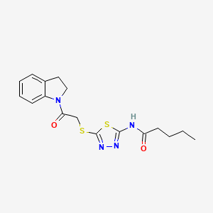 molecular formula C17H20N4O2S2 B6576239 N-(5-{[2-(2,3-dihydro-1H-indol-1-yl)-2-oxoethyl]sulfanyl}-1,3,4-thiadiazol-2-yl)pentanamide CAS No. 392300-60-6