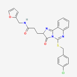 molecular formula C25H21ClN4O3S B6576258 3-(5-{[(4-chlorophenyl)methyl]sulfanyl}-3-oxo-2H,3H-imidazo[1,2-c]quinazolin-2-yl)-N-[(furan-2-yl)methyl]propanamide CAS No. 1028018-38-3