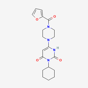 molecular formula C19H24N4O4 B6576264 3-cyclohexyl-6-[4-(furan-2-carbonyl)piperazin-1-yl]-1,2,3,4-tetrahydropyrimidine-2,4-dione CAS No. 863588-28-7