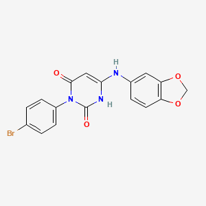 molecular formula C17H12BrN3O4 B6576277 6-[(2H-1,3-benzodioxol-5-yl)amino]-3-(4-bromophenyl)-1,2,3,4-tetrahydropyrimidine-2,4-dione CAS No. 847398-94-1