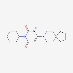 molecular formula C17H25N3O4 B6576310 3-cyclohexyl-6-{1,4-dioxa-8-azaspiro[4.5]decan-8-yl}-1,2,3,4-tetrahydropyrimidine-2,4-dione CAS No. 863588-20-9