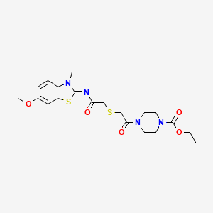 molecular formula C20H26N4O5S2 B6576331 ethyl 4-{2-[({[(2Z)-6-methoxy-3-methyl-2,3-dihydro-1,3-benzothiazol-2-ylidene]carbamoyl}methyl)sulfanyl]acetyl}piperazine-1-carboxylate CAS No. 851716-81-9