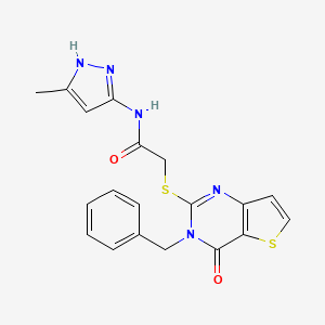 molecular formula C19H17N5O2S2 B6576340 2-({3-benzyl-4-oxo-3H,4H-thieno[3,2-d]pyrimidin-2-yl}sulfanyl)-N-(3-methyl-1H-pyrazol-5-yl)acetamide CAS No. 896692-29-8