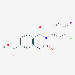 molecular formula C15H8ClFN2O4 B6576374 3-(3-chloro-4-fluorophenyl)-2,4-dioxo-1,2,3,4-tetrahydroquinazoline-7-carboxylic acid CAS No. 687580-06-9