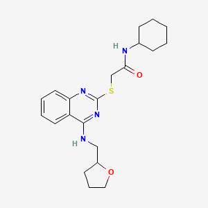molecular formula C21H28N4O2S B6576394 N-cyclohexyl-2-[(4-{[(oxolan-2-yl)methyl]amino}quinazolin-2-yl)sulfanyl]acetamide CAS No. 422533-25-3