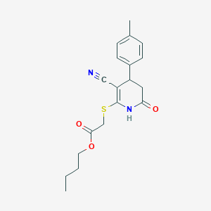 molecular formula C19H22N2O3S B6576412 butyl 2-{[3-cyano-4-(4-methylphenyl)-6-oxo-1,4,5,6-tetrahydropyridin-2-yl]sulfanyl}acetate CAS No. 476298-88-1
