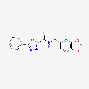 molecular formula C17H13N3O4 B6576435 N-[(2H-1,3-benzodioxol-5-yl)methyl]-5-phenyl-1,3,4-oxadiazole-2-carboxamide CAS No. 705925-46-8