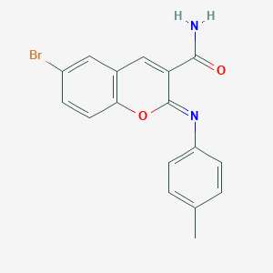 (2Z)-6-bromo-2-[(4-methylphenyl)imino]-2H-chromene-3-carboxamide