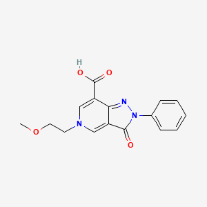 molecular formula C16H15N3O4 B6576464 5-(2-methoxyethyl)-3-oxo-2-phenyl-2H,3H,5H-pyrazolo[4,3-c]pyridine-7-carboxylic acid CAS No. 1105191-52-3