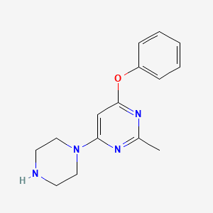 molecular formula C15H18N4O B6576492 2-methyl-4-phenoxy-6-(piperazin-1-yl)pyrimidine CAS No. 1092277-72-9